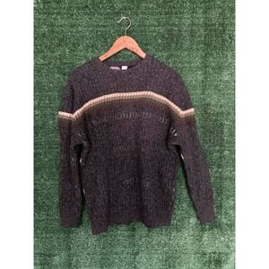 Victoria Dry Goods Womens Waffle Knit Long Sleeve Pullover Sweater Brown Size XL